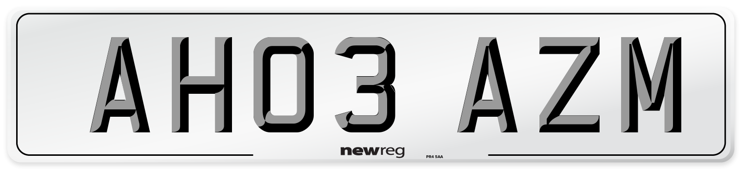 AH03 AZM Number Plate from New Reg